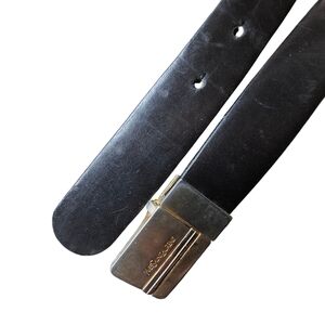 Yves Saint Laurent vintage dark brown‎ soft leather belt logo on a buckle
